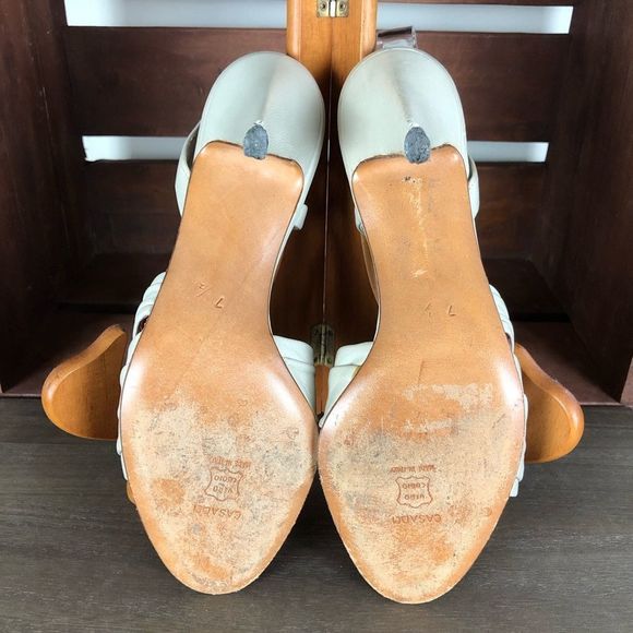 Vintage Casadei Taupe Heeled Sandals 7.5AA Narrow - Picture 6 of 9